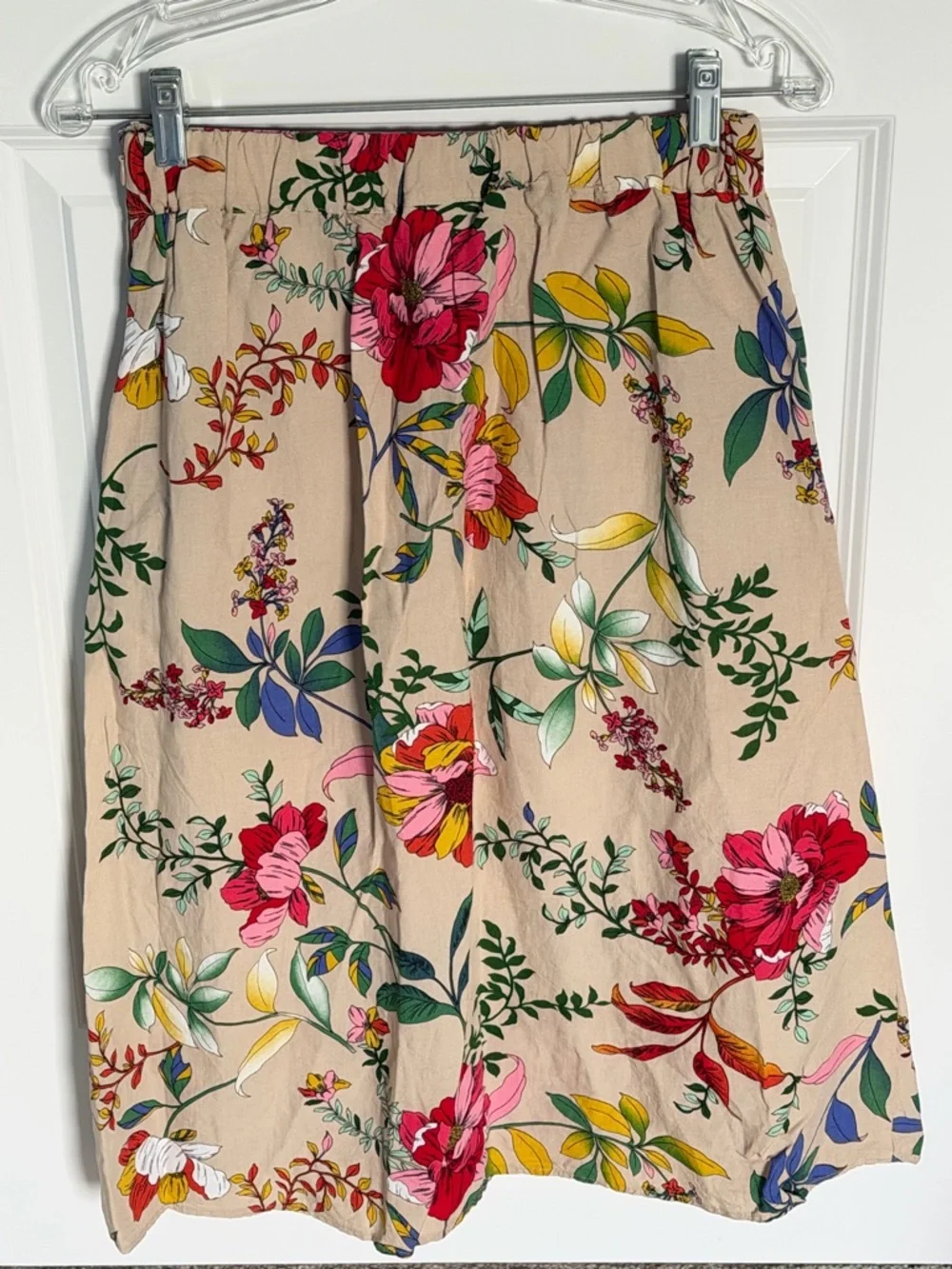 McLLINI Beige Floral A-Line Midi Skirt Size 8 54962